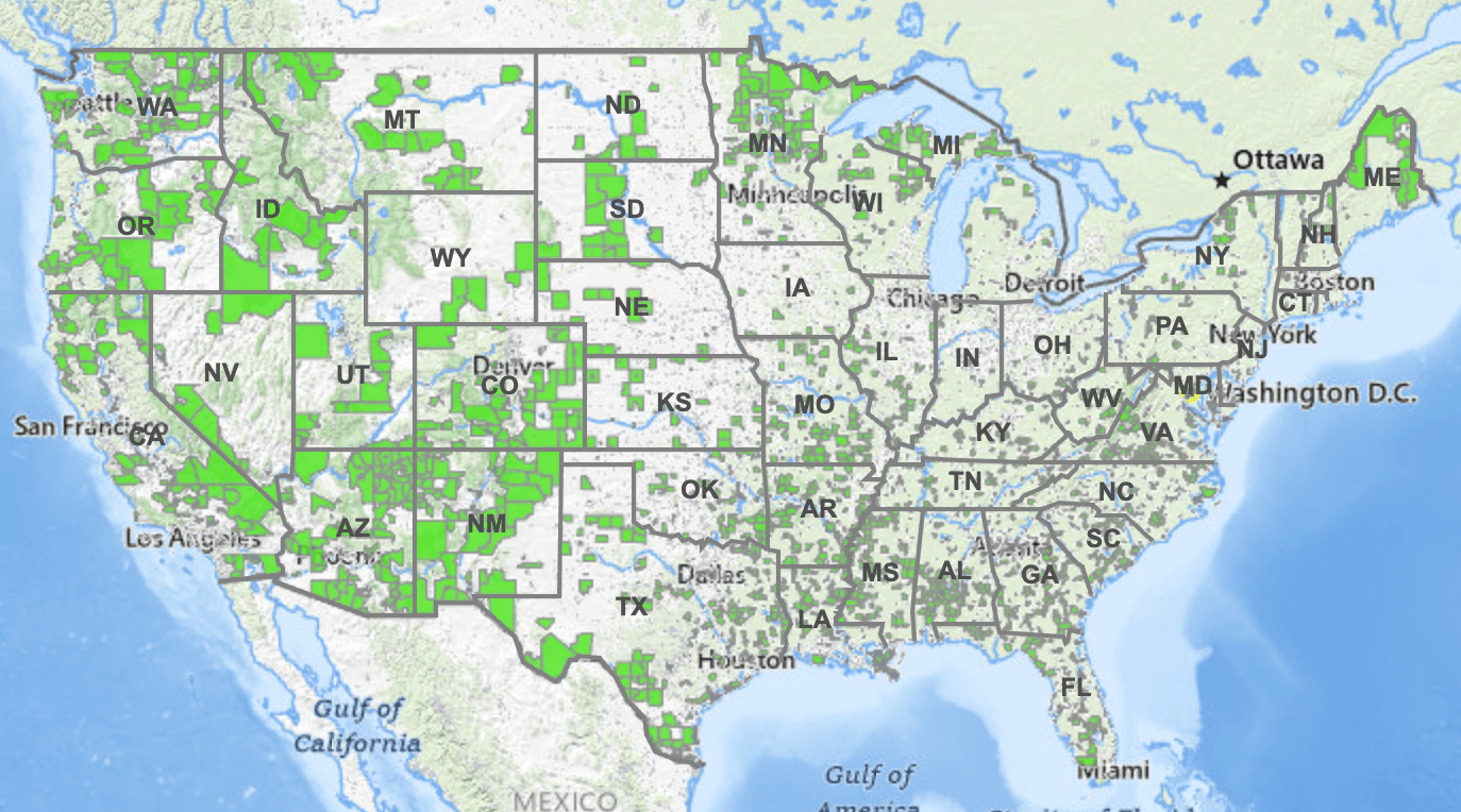 Picture of labeled Food Deserts in the USA